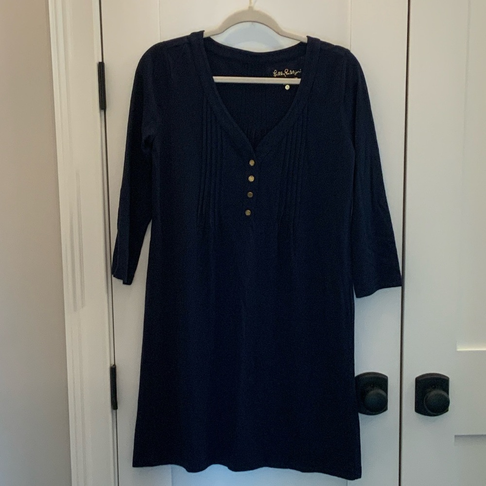 Lilly Pulitzer Navy Mini Dress with Button Detail Size Small